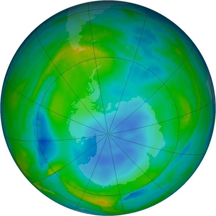 Antarctic ozone map for 23 June 1990